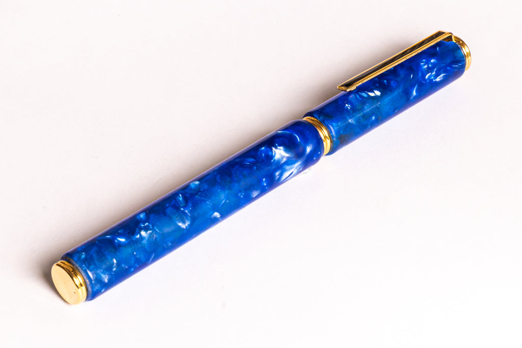 Blue Acrylic 24ct Gold-Plated Rollerball Pen