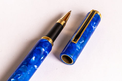 Blue Acrylic 24ct Gold-Plated Rollerball Pen
