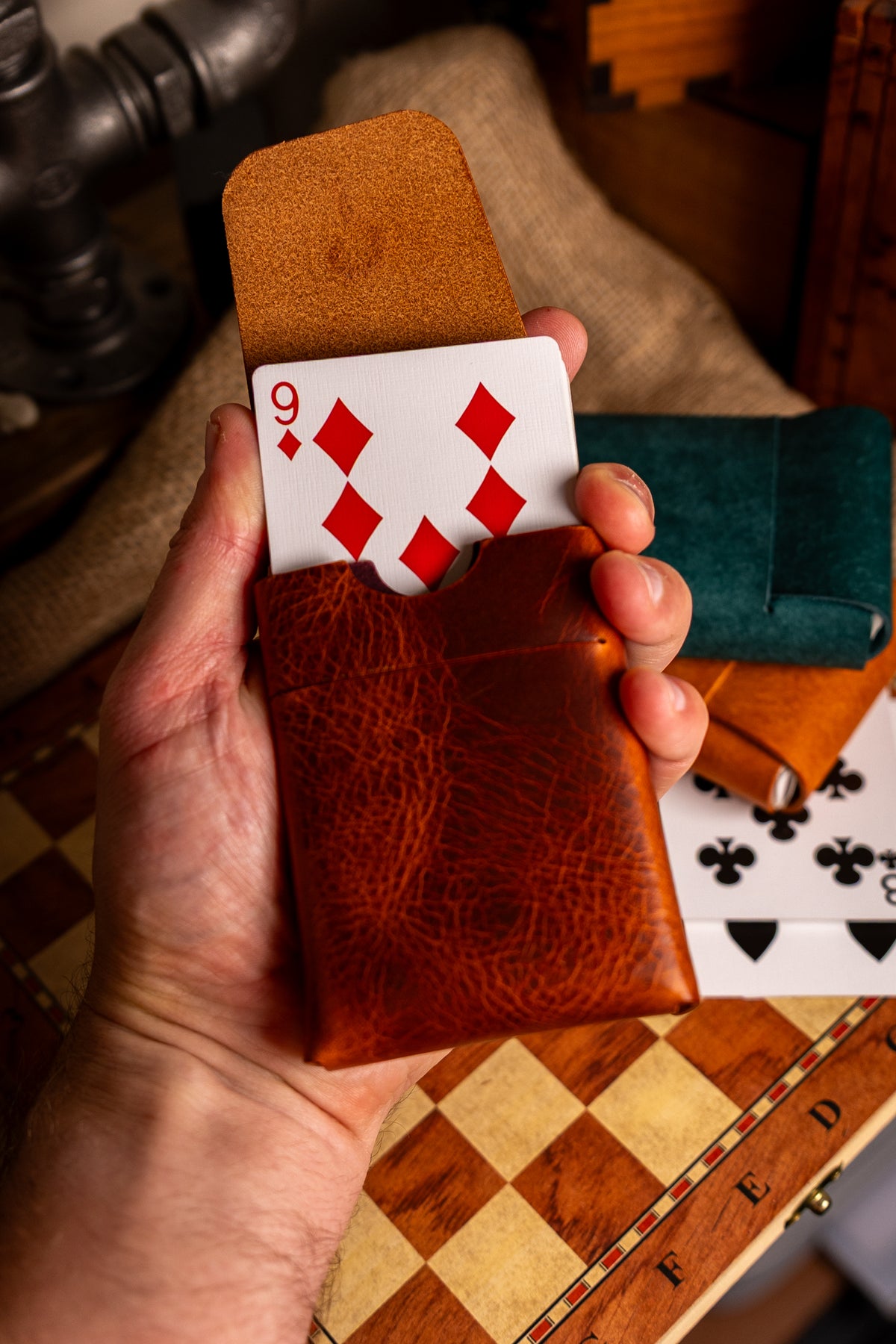 Stitchless Leather Playing Card Case